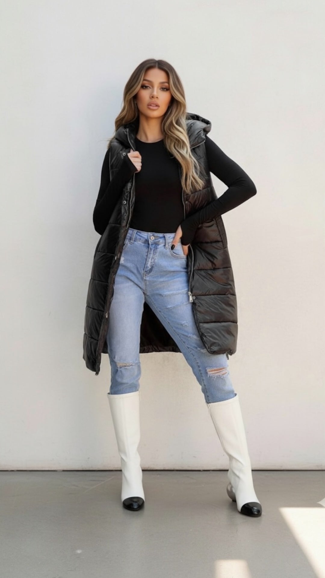 Sleeveless Hooded Vest Coat