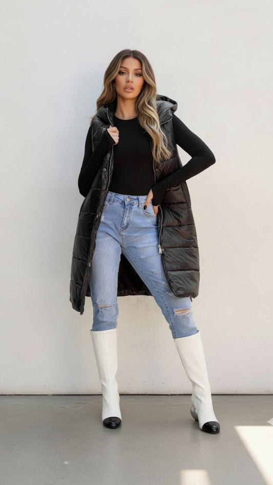 Sleeveless Hooded Vest Coat